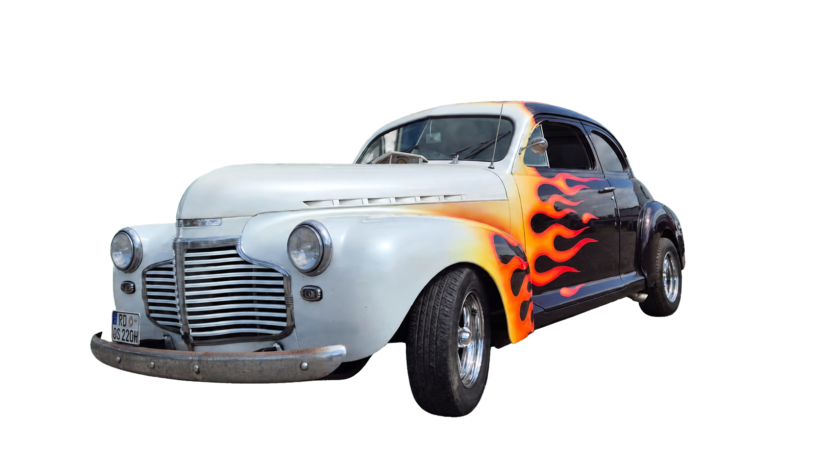 Klassisches US-Coupé mit Flammenlackierung